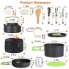 Camping Cooking Ware Set of 16Pcs Camping Stove Cookware Kit Aluminum Kettle with Bowls Knife Fork Spoon Carabiner Spatula Cutting Board for Hiking Pi